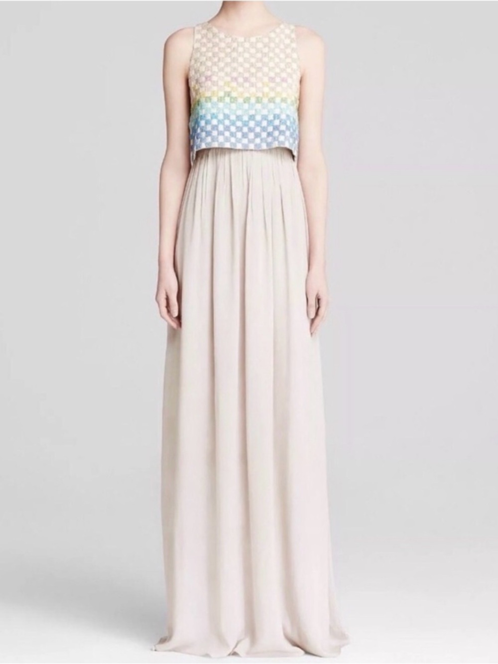 Mara Hoffman Linen Beaded Gown Maxi Dress Rainbow